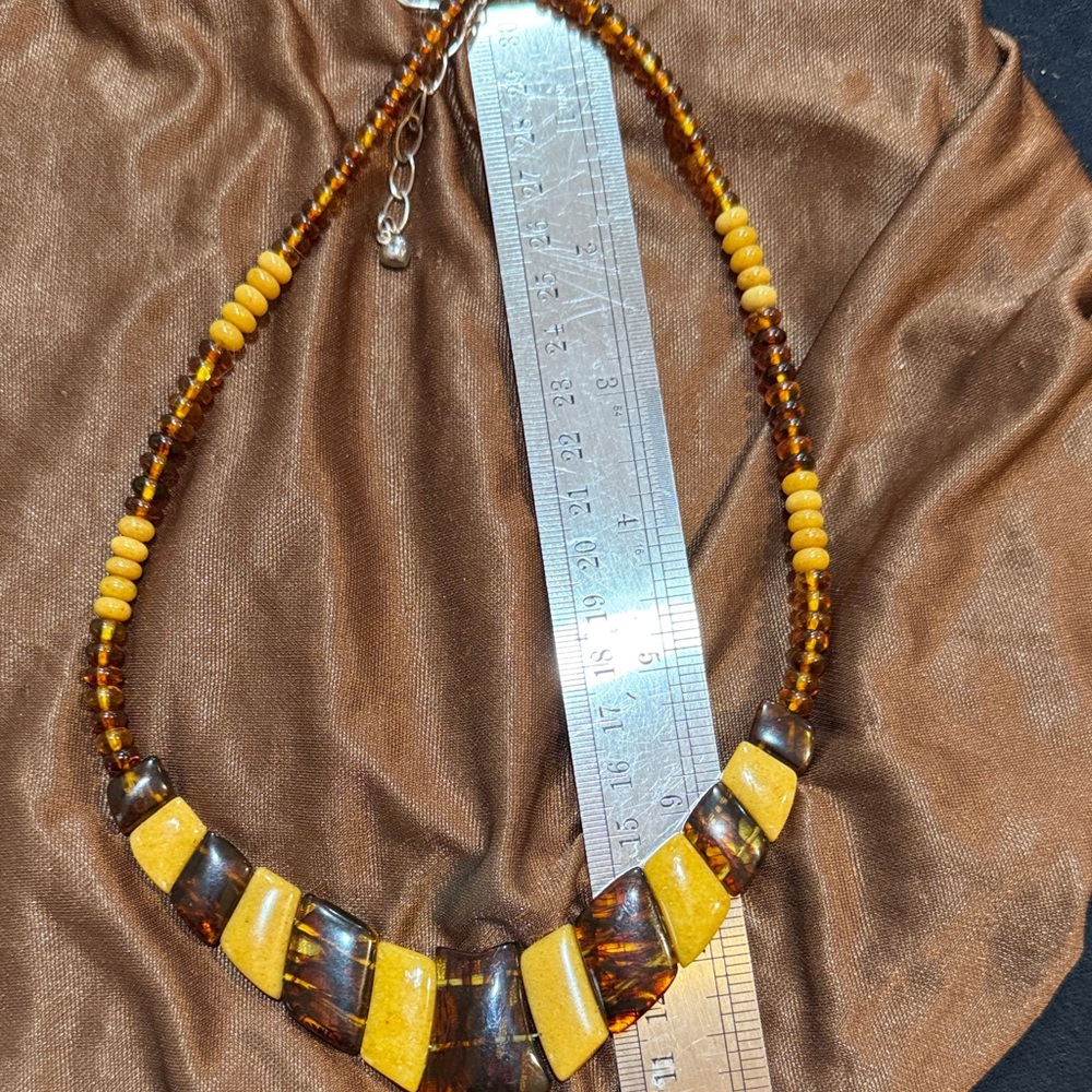 Jay King Amber and Yellow Gemstone Necklace- sterling silver (185) - Picture 6 of 6